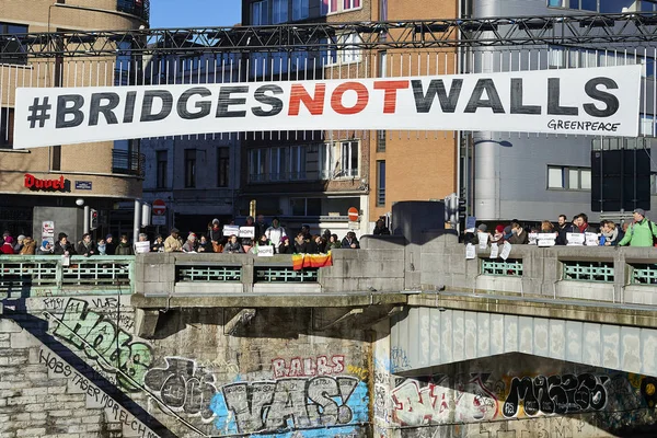 Manifestação em Bruxelas para protestar contra o fascismo — Fotografia de Stock