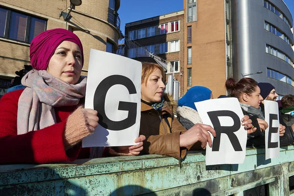 Manifestación en Bruselas para protestar contra el fascismo — Foto de Stock