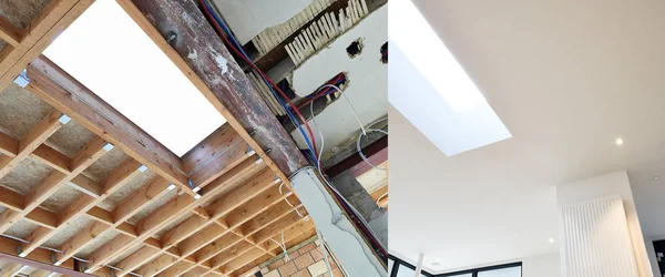 屋根の施工手順 — ストック写真
