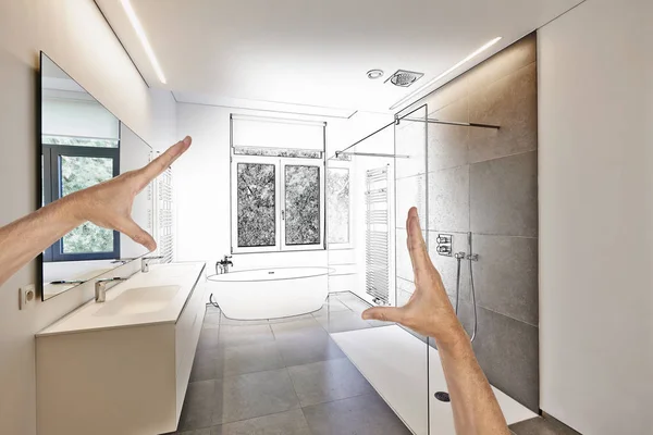 Planned renovation of a Luxury modern bathroom — Stock Photo, Image