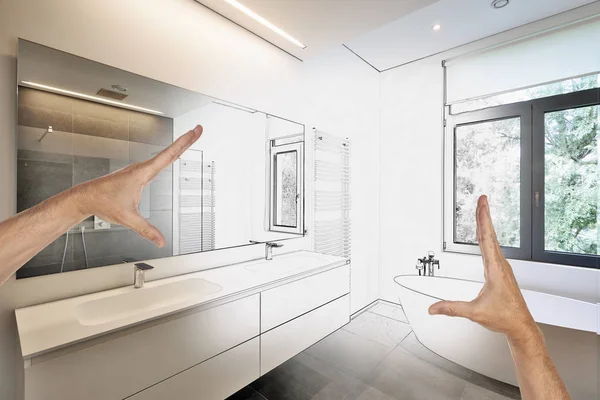 Planned renovation of a Luxury modern bathroom — Stock Photo, Image