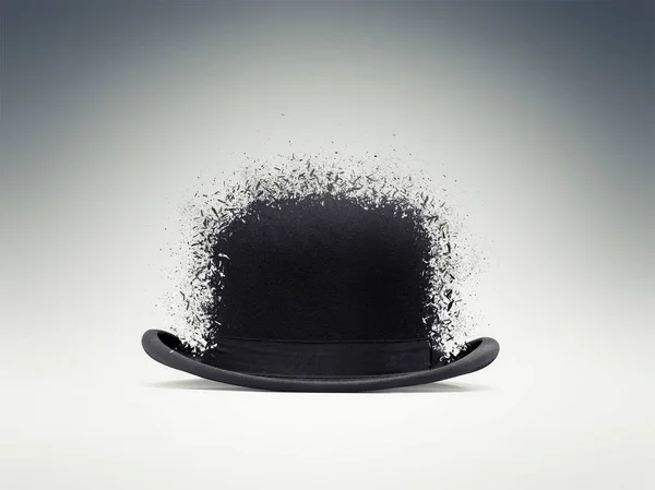 Bowler negro sombrero destrozado — Foto de Stock