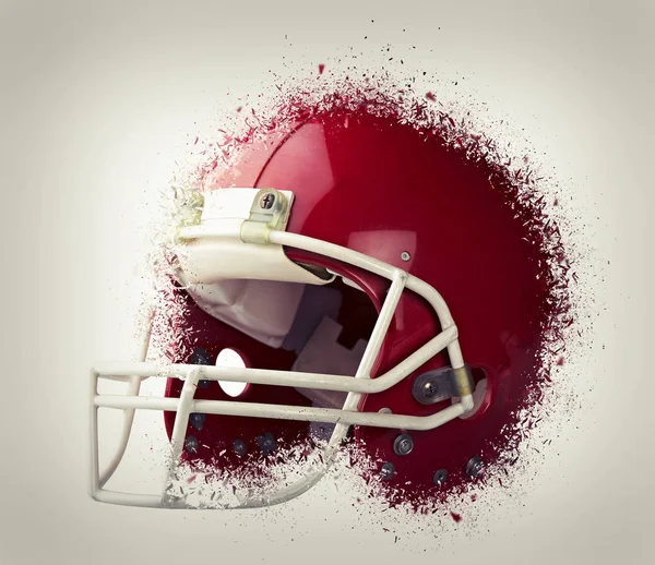 红色的美式橄榄球头盔爆炸 — 图库照片