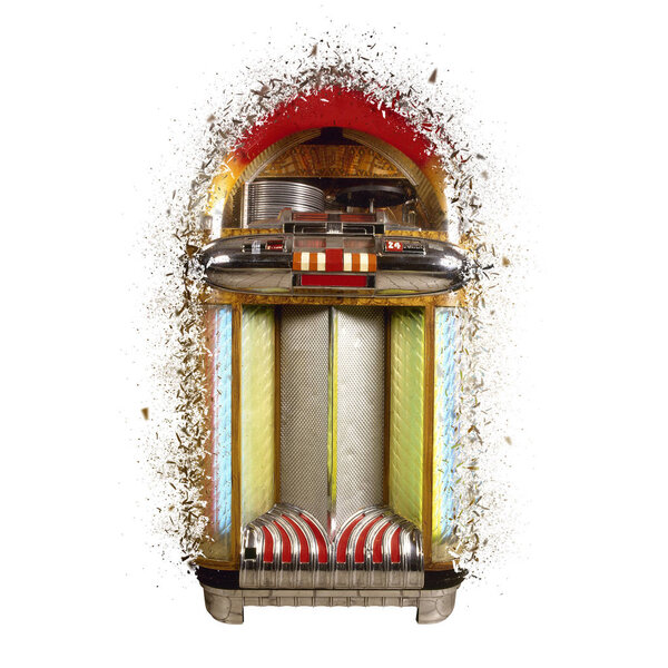 Old jukebox music player exploded
