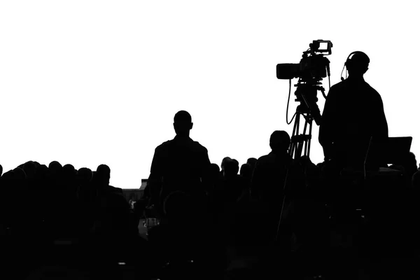 Conference production cameraman silhouette — Stock Photo, Image