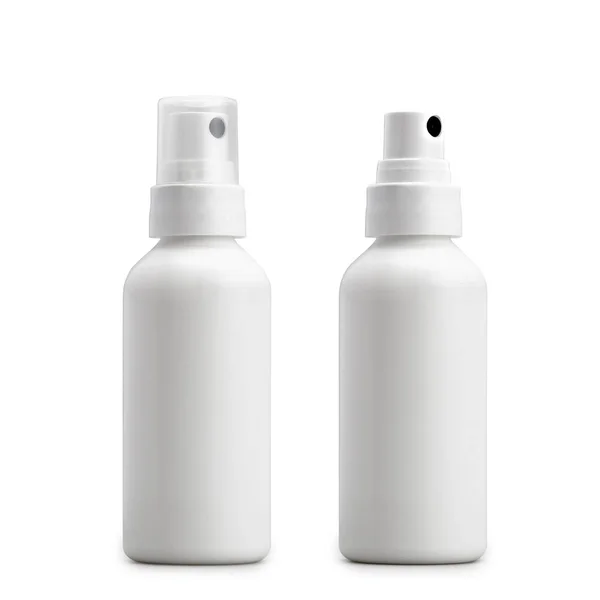 Dois pequenos pulverizador anteséptico em branco isolado em branco . — Fotografia de Stock