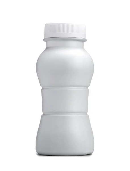 Pequena garrafa de energia plástica em branco isolado — Fotografia de Stock