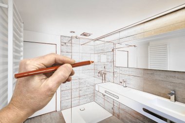 Modern bir lüks banyo yenileme çizim
