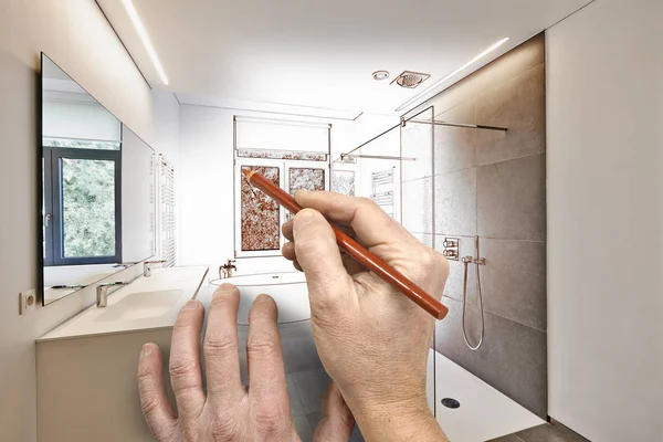 Modern bir lüks banyo yenileme çizim