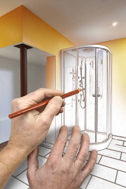 modern bir banyo yenileme çizim
