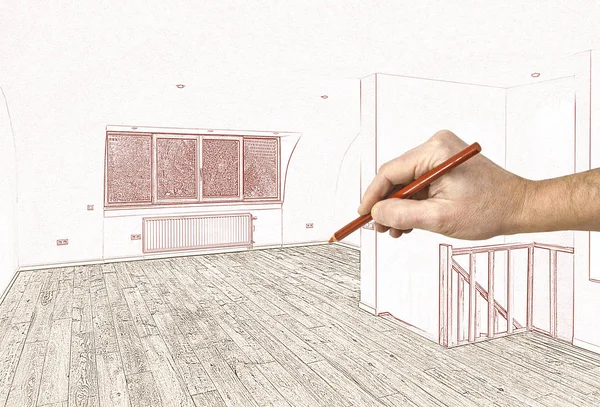 Modern bir yenilenmiş iç çizim