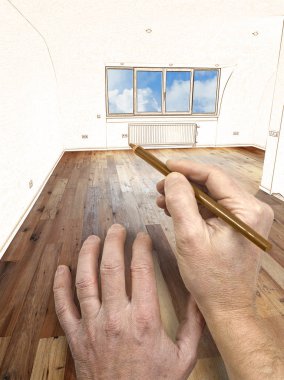 Modern bir iç çizim ve planlı yenileme