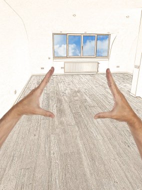 Modern bir iç çizim ve planlı yenileme