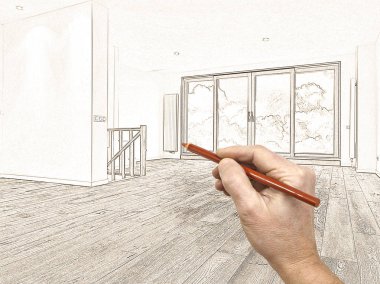 Modern bir iç çizim ve planlı yenileme