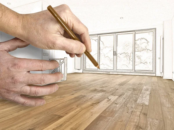 Modern bir iç çizim ve planlı yenileme