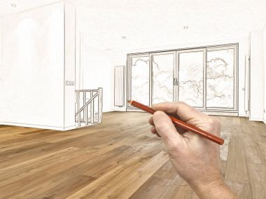 Modern bir iç çizim ve planlı yenileme