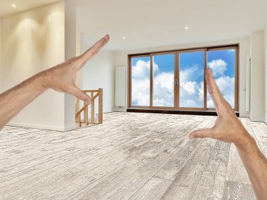 Modern bir iç çizim ve planlı yenileme