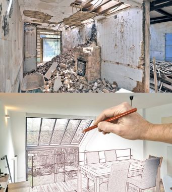 Bir modern dubleks büyük galibiyetle çizim ve planlı yenileme
