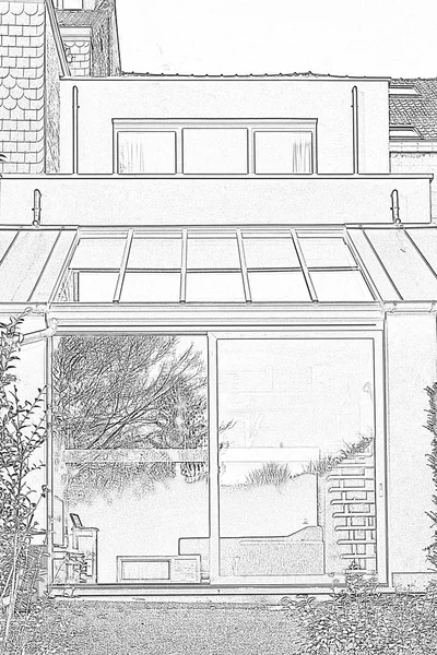 Zeichnung und geplante Renovierung eines Teils des alten Hauses — Stockfoto