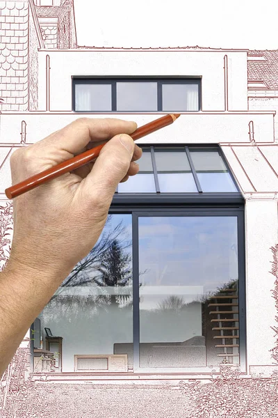 Drawing and planned Renovation of a part from old house — Stock Photo, Image