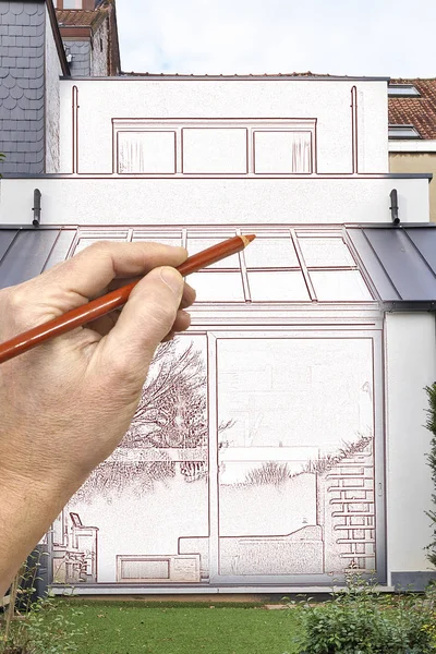 Dessin et projet Rénovation d'une pièce de la vieille maison — Photo