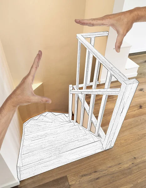 Ahşap merdiven ile modern bir dubleks yenileme — Stok fotoğraf