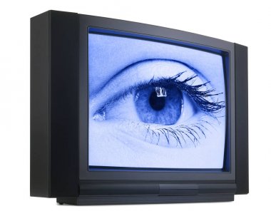 Gözleri ile eski moda televizyon