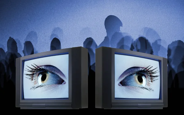 Old fashioned television with eyes — Stock Photo, Image