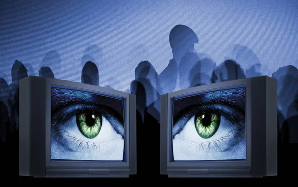 Old fashioned television with eyes — Stock Photo, Image