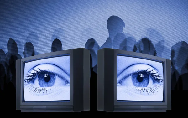 Old fashioned television with eyes — Stock Photo, Image