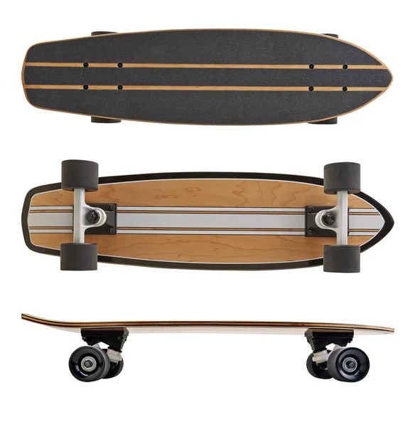 Zwart en houten skate board geïsoleerd — Stockfoto