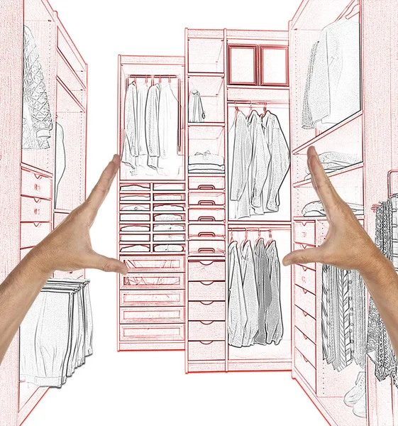 Bau einer modernen Umkleidekabine geplant — Stockfoto