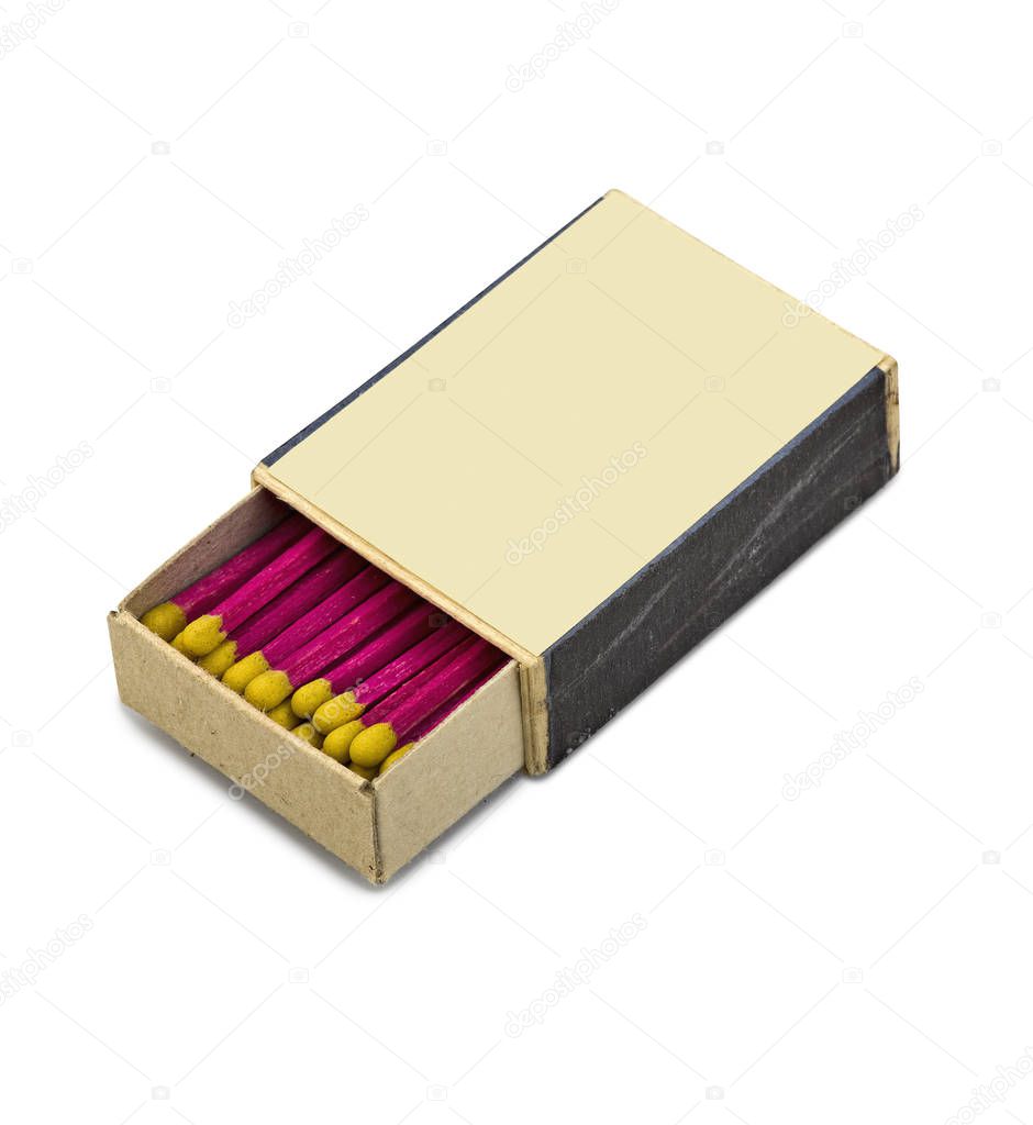 Sudio shot of a old and vintage matches box isolated on white with clipping path