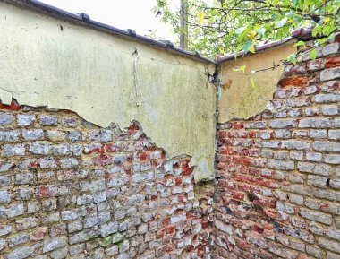 Kirli ve grunge kırmızı tuğla duvar