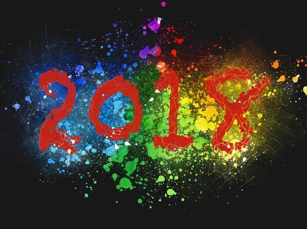 Explosion of colors for the new year 2018 — Stock Photo, Image