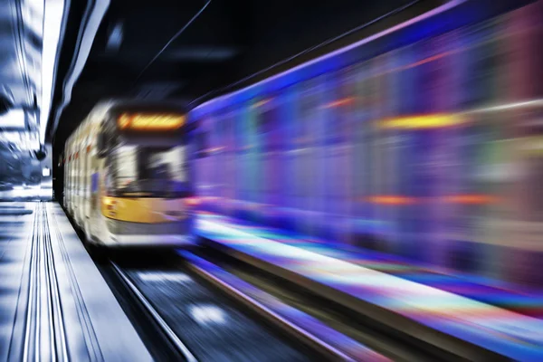 Innenansicht der Bewegung verschwommen U-Bahn — Stockfoto