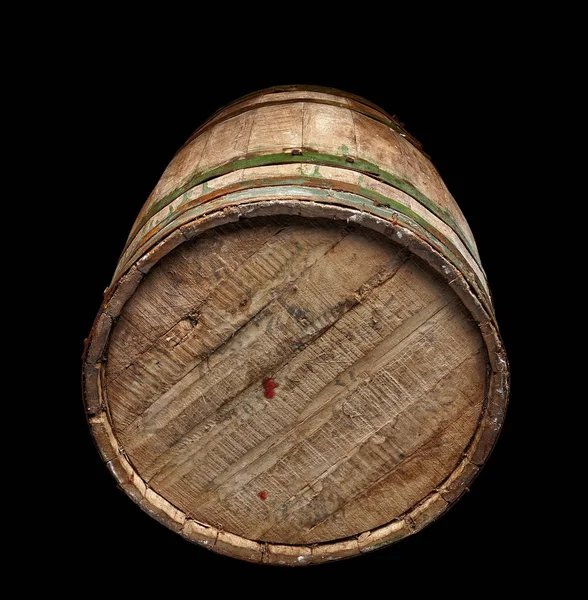 Textured wooden and iron brewery barrel - clipping path — Stock Photo, Image