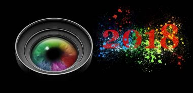 çok renkli gözlü siyah kamera objektifi 