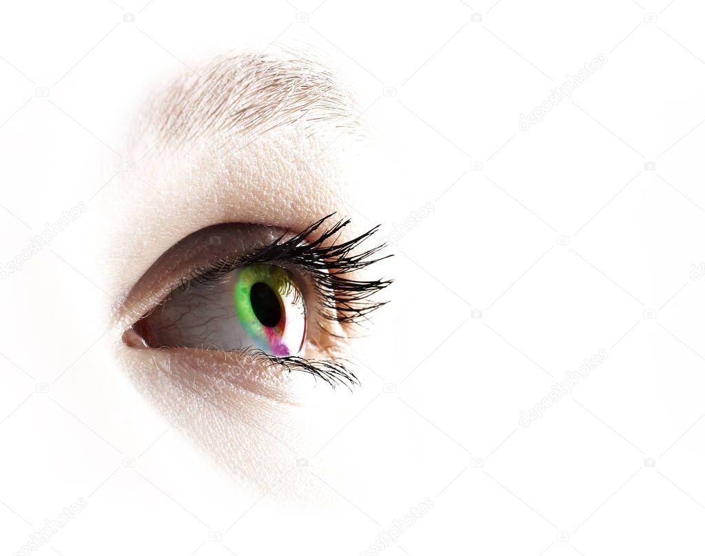 Colorful rainbow female eye
