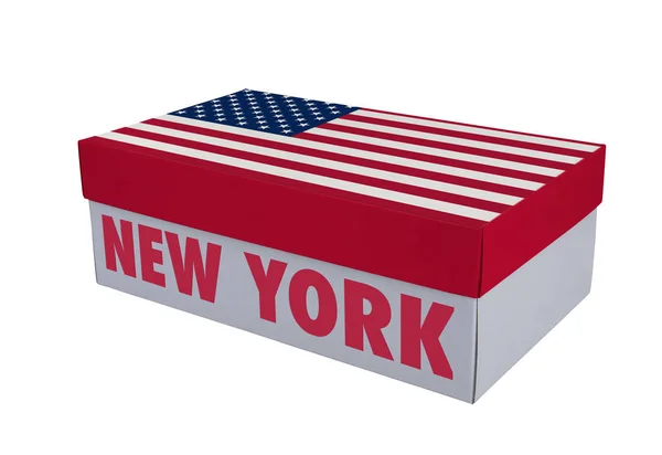 Caixa de sapato branco com bandeira americana — Fotografia de Stock