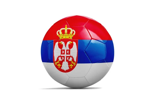 Bola de futebol com bandeira da equipe, Rússia 2018. Sérvia — Fotografia de Stock