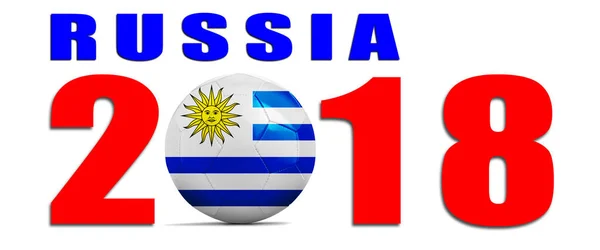 Balón de fútbol con bandera del equipo, Rusia 2018. Uruguay —  Fotos de Stock
