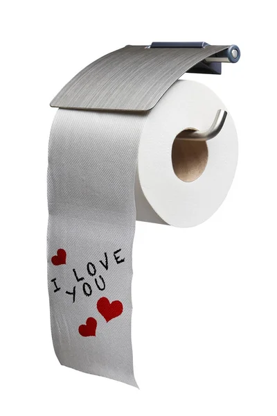 Je t'aime Message sur Papier toilette blanc isolé — Photo