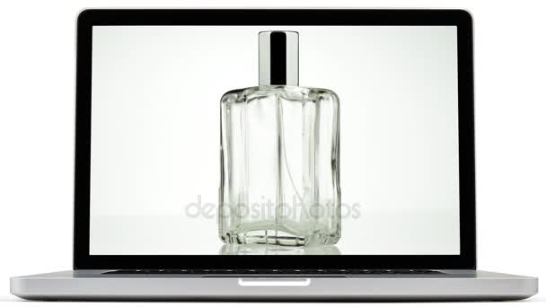 Cinemagraph Laptop Bottle Perfume 360 Degrees Movement — Stock Video