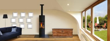 Panoramik Modern yenilenmiş iç ahşap zemin ile