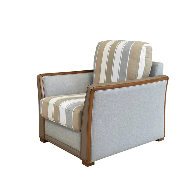 Klassieke hout en stof fauteuil geïsoleerd op wit — Stockfoto