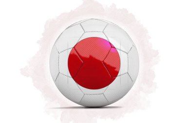 Dijital sanat kroki takım bayrağı ile bir futbol topu. Japonya, 