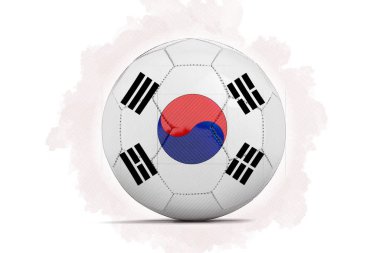 Dijital sanat kroki takım bayrağı ile bir futbol topu. Kore yeniden