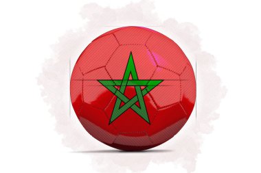 Dijital sanat kroki takım bayrağı ile bir futbol topu. Fas,