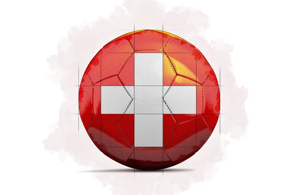 Desenho de Arte Digital de uma bola de futebol com bandeira de equipe. Switzerl — Fotografia de Stock